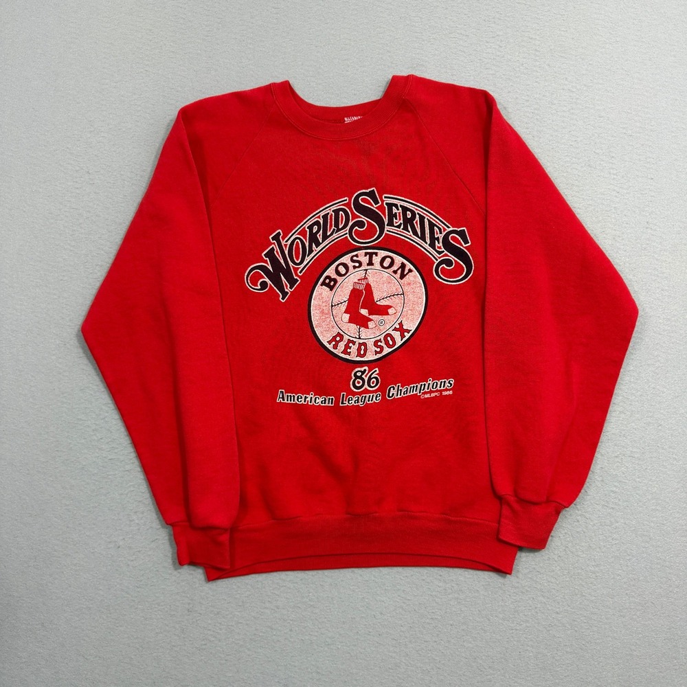 Vintage Boston Red Sox 1986 World Series Sweatshirt Men's Large Red 80s Raglan